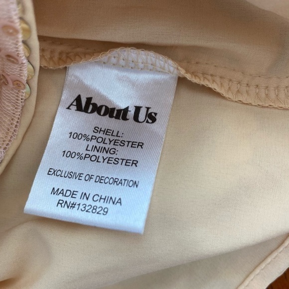 About Us Revolve Jane Sequin Mini Dress Disco Gatsby Gold Glamour Peach NWT - Picture 14 of 16